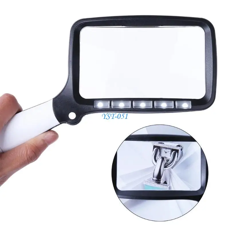 

E15A 5 LED Light 2X Glass Lens Pocket Handheld Microscope Reading Jewelry Loupe Handheld Magnifiers