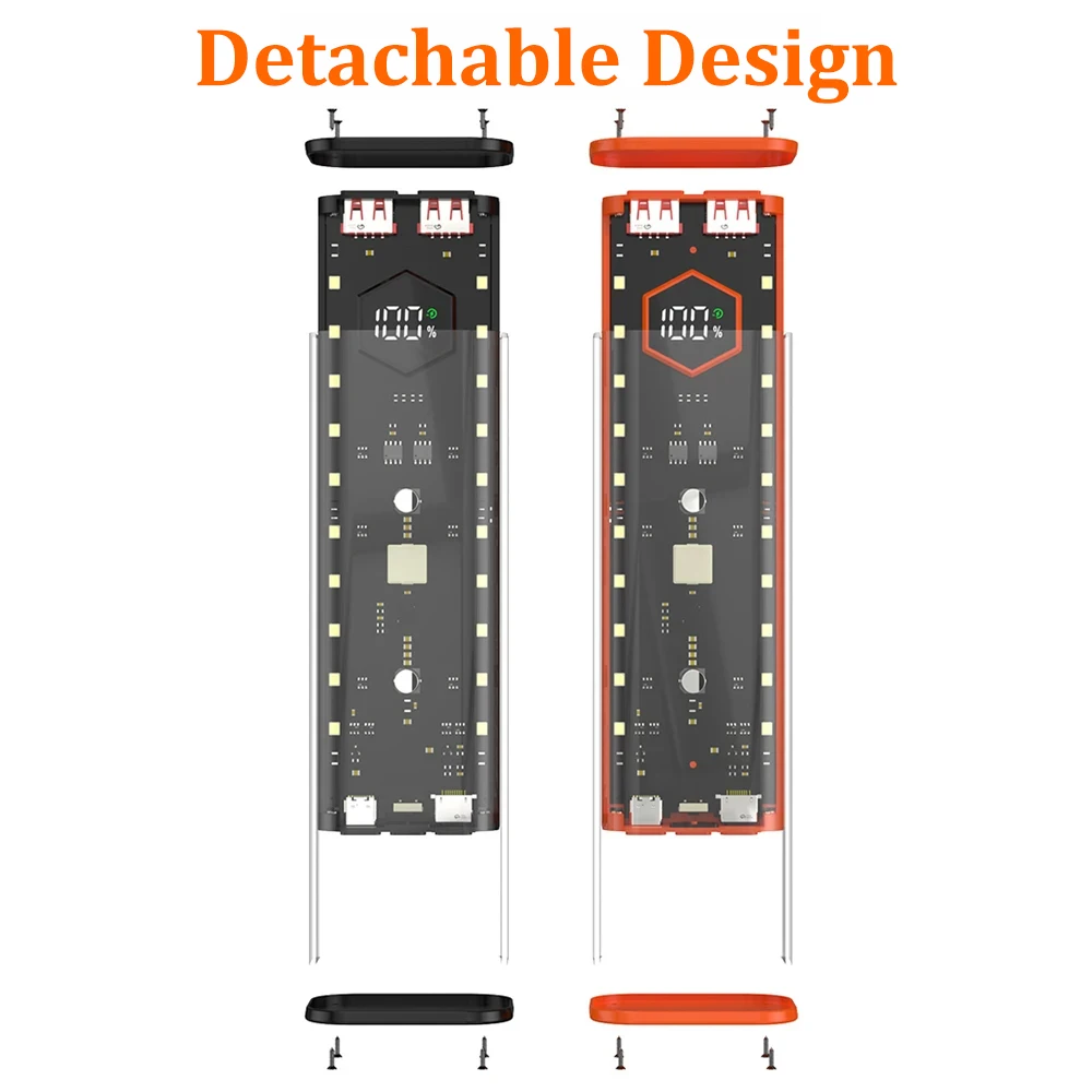 21700 보조배터리 케이스 배터리 거치대, QC PD 급속 충전 배터리 케이스 보관함, USB C 타입 충전, DIY 쉘 용접 프리