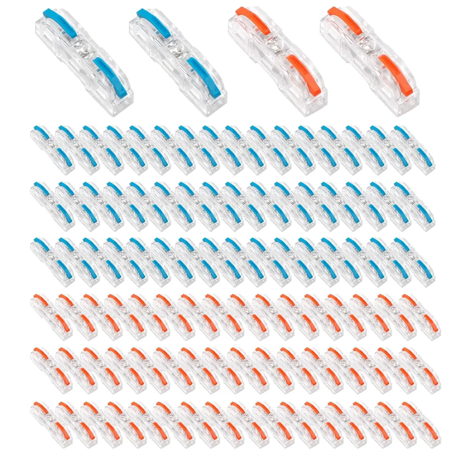 

100 шт., линейные разъемы для проводов от 1 до 1, линейные электрические рычажные разъемы для проводов, рычажная гайка, разъем для проводов, разъем для сращивания