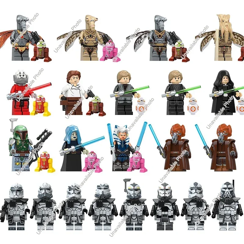 Hot Toys Star Wars Bloques de Construcción Wolfpack Clone Trooper Han Solo Darth Malak Geonosian Zombie Ahsoka Figuras de Ladrillos Juguetes Regalos
