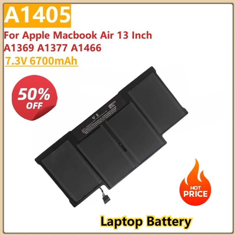 

High Capacity Batteries for Apple Macbook Air 13 Inch A1369 A1377 A1466 Replacement Laptop Battery A1405 7.3V 6700mAh