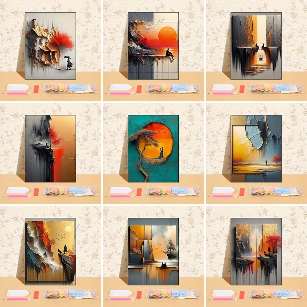 

3D Sunset Scenery Diamond Painting Full Round Drill Mosaic Landscape New Arrivals Adults Gifts 30x40cm Art Crafts For Bedroom