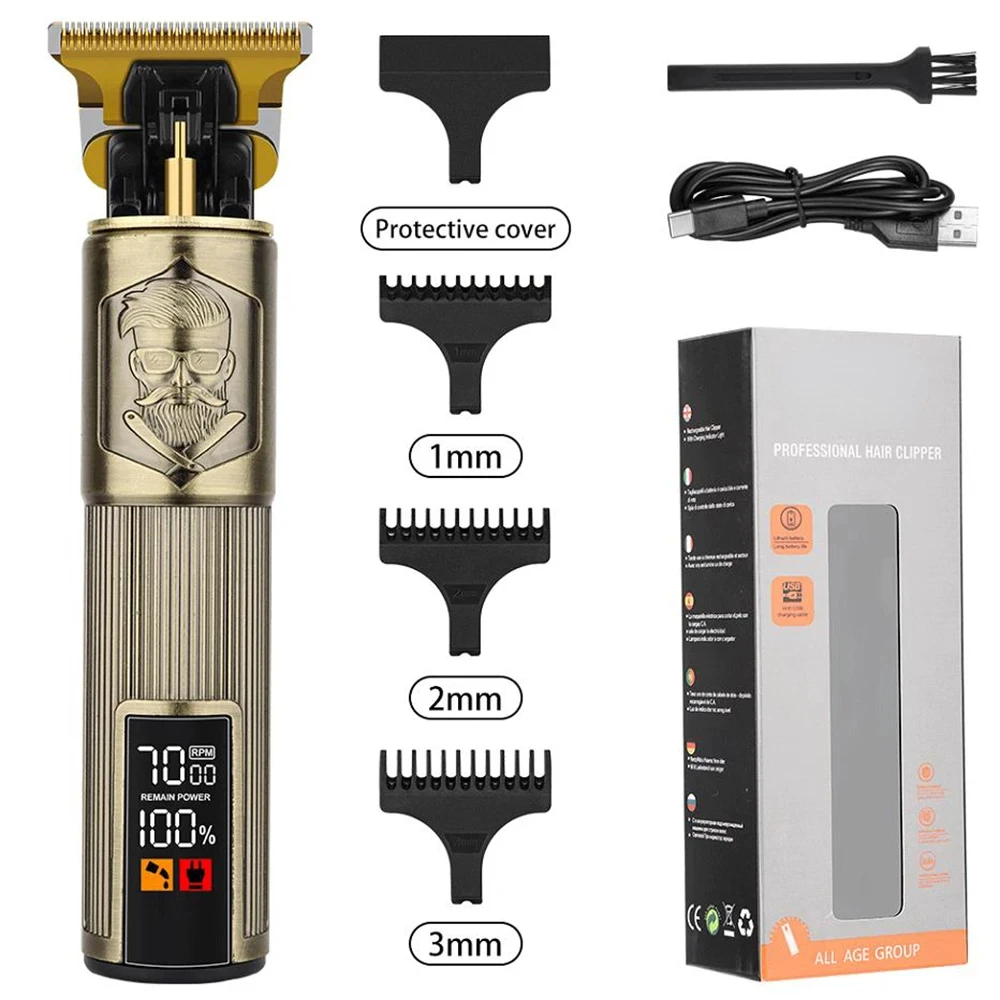 ماكينة قص الشعر T9 العتيقة لآلة قص الشعر ماكينة قص الشعر الكهربائية ماكينة قص الشعر LED نحت التنين ماكينة حلاقة اللحية