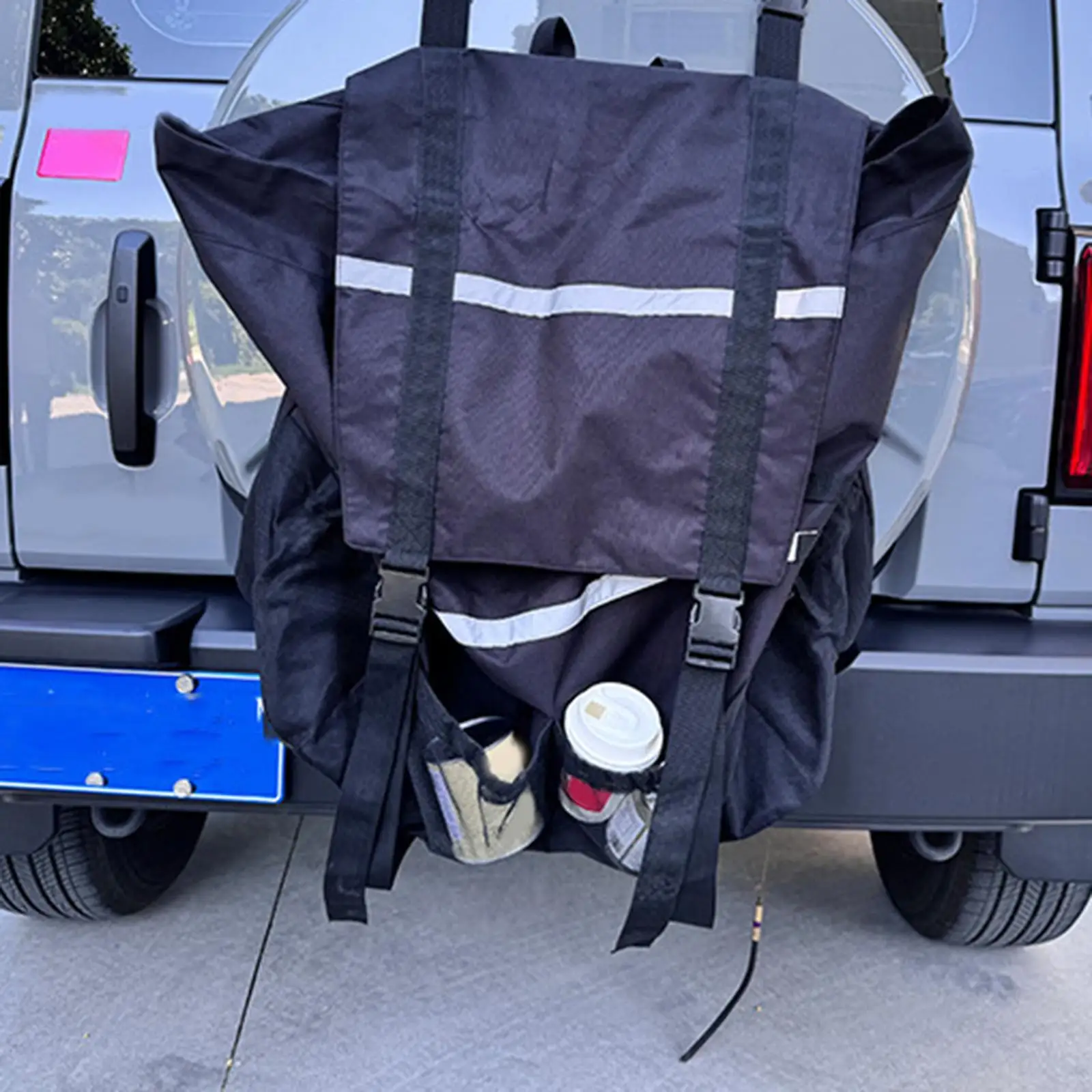 

Generic Spare Tire Trash Bag with Adjustment Buckles Heavy Duty Easy to Use Oxford Cloth for Outdoor Camping Equipment