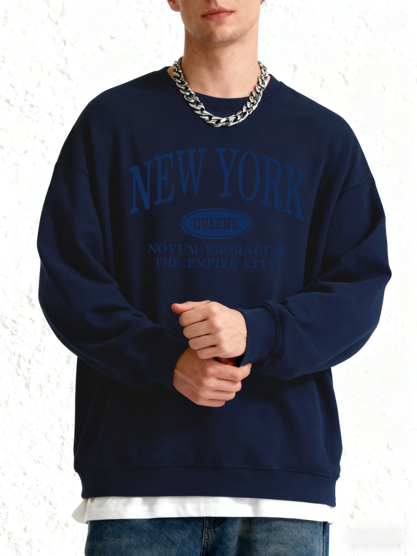 نيويورك كوينز رسائل يطبع الخريف البلوز رجالي عادية في الهواء الطلق البلوفرات Crewneck بلوزات على الموضة الملابس الدافئة كبيرة الحجم #3