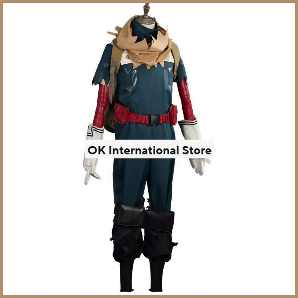 Anime Mijn Academia Midoriya Izuku Cosplay Kostuum Pruik Combat Uniform Full Set Helm Knapzak Man Halloween Carnaval Pak