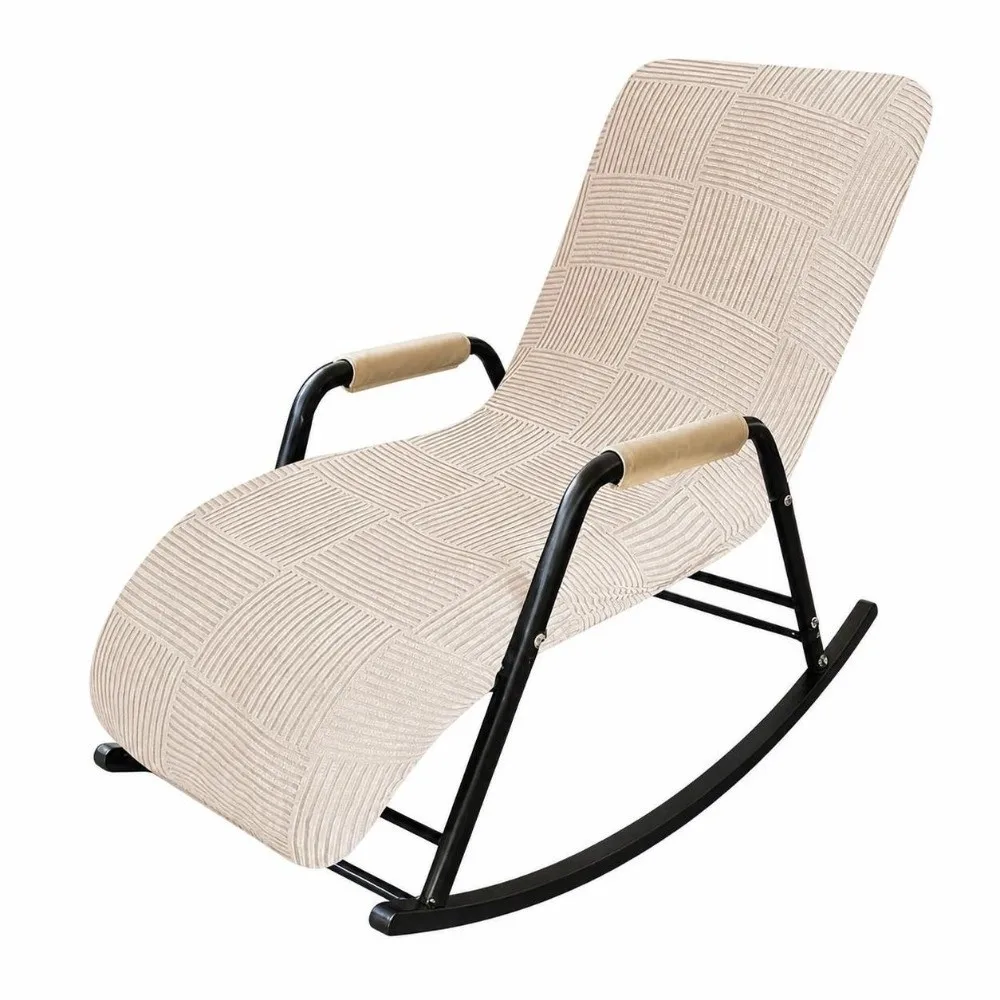 1PC Elastic Rocking Chair Covers Plaid Pattern Soft Rocking Chair Slipcover Breathable Polar Fleece Chair Protector Cover