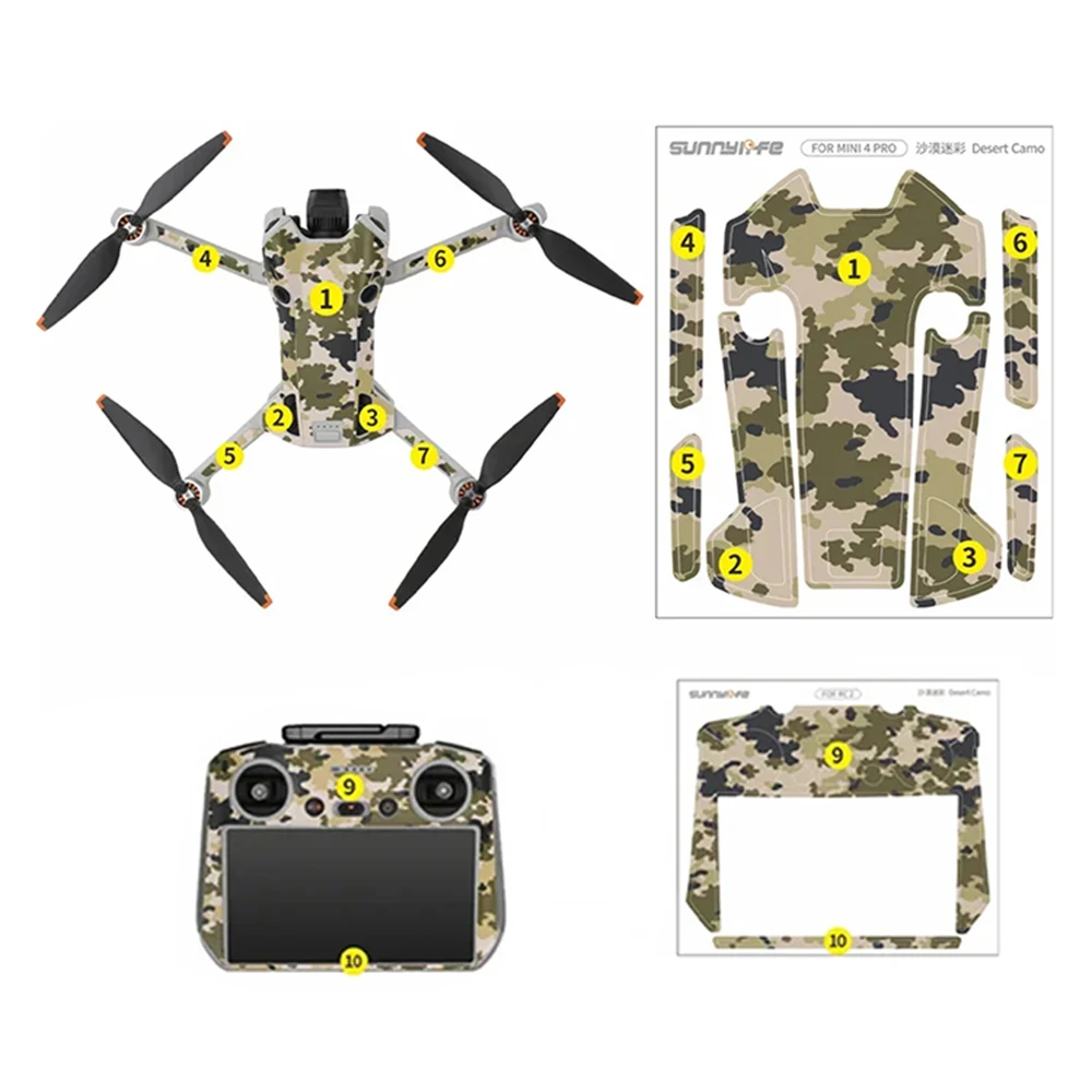 PVC Sticker Drone Decals for DJI Mini 4 Pro Stickers Protective Film Waterproof RC 2 Remote Cover Skin Mini 4 Pro Accessories