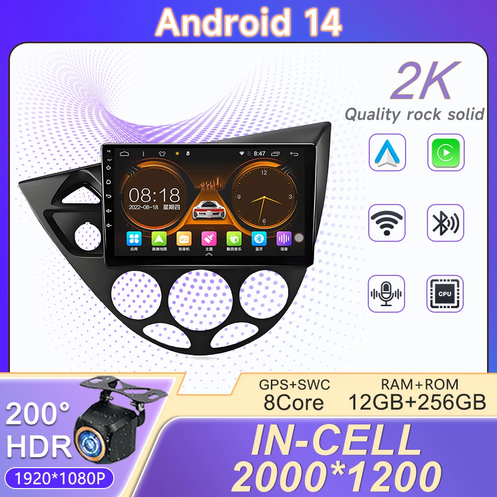 

Android 14 for Ford Fiesta 1995-2001 Focus MK1 1998-2004 Car Radio Multimedia Player Navigation GPS Stereo Head Unit Carplay GPS