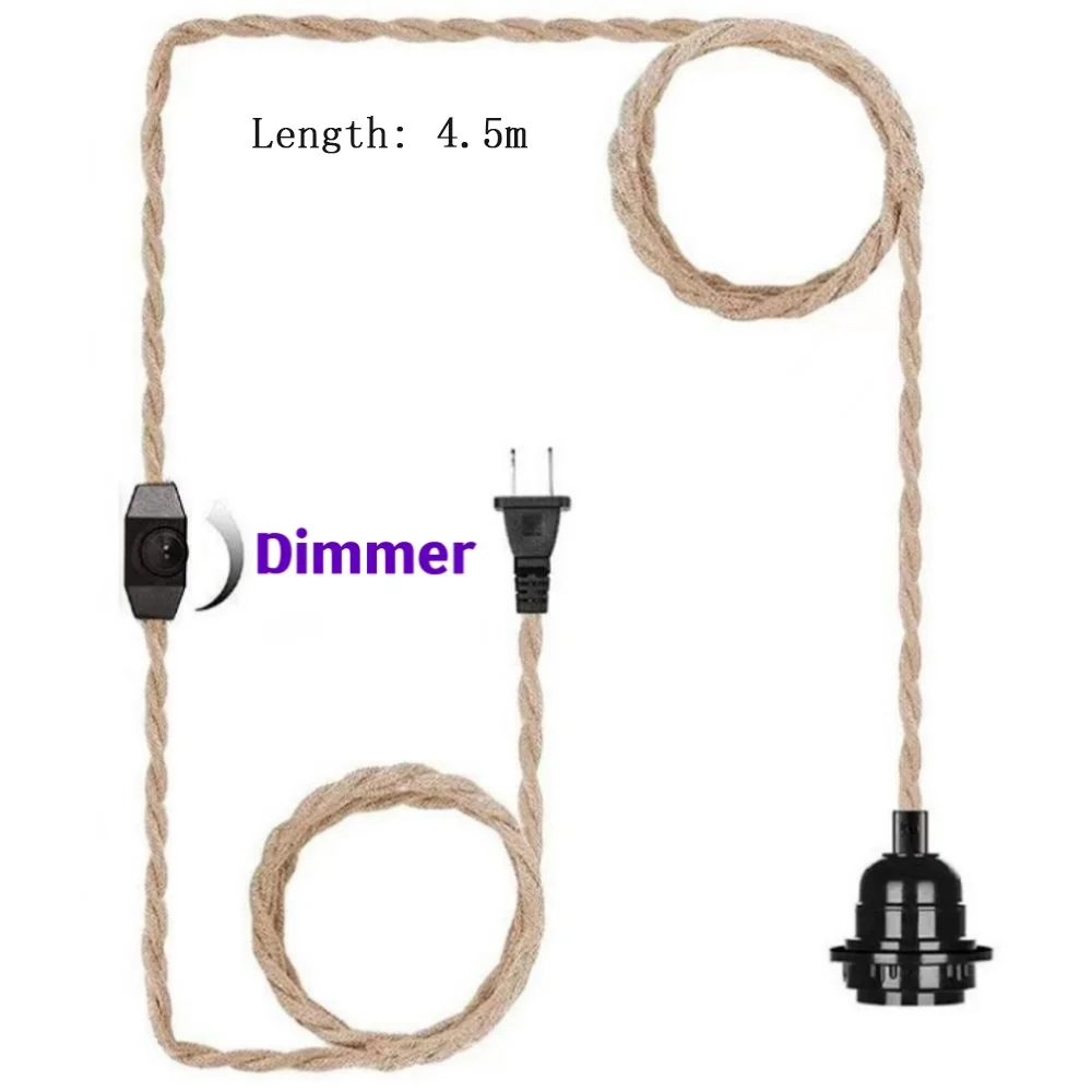 220V 110V Vintage Pendant Light Socket 1 3 Hemp Rope Lights Tripe Hanging Lamp Chandeliers Industrial Farmhouse