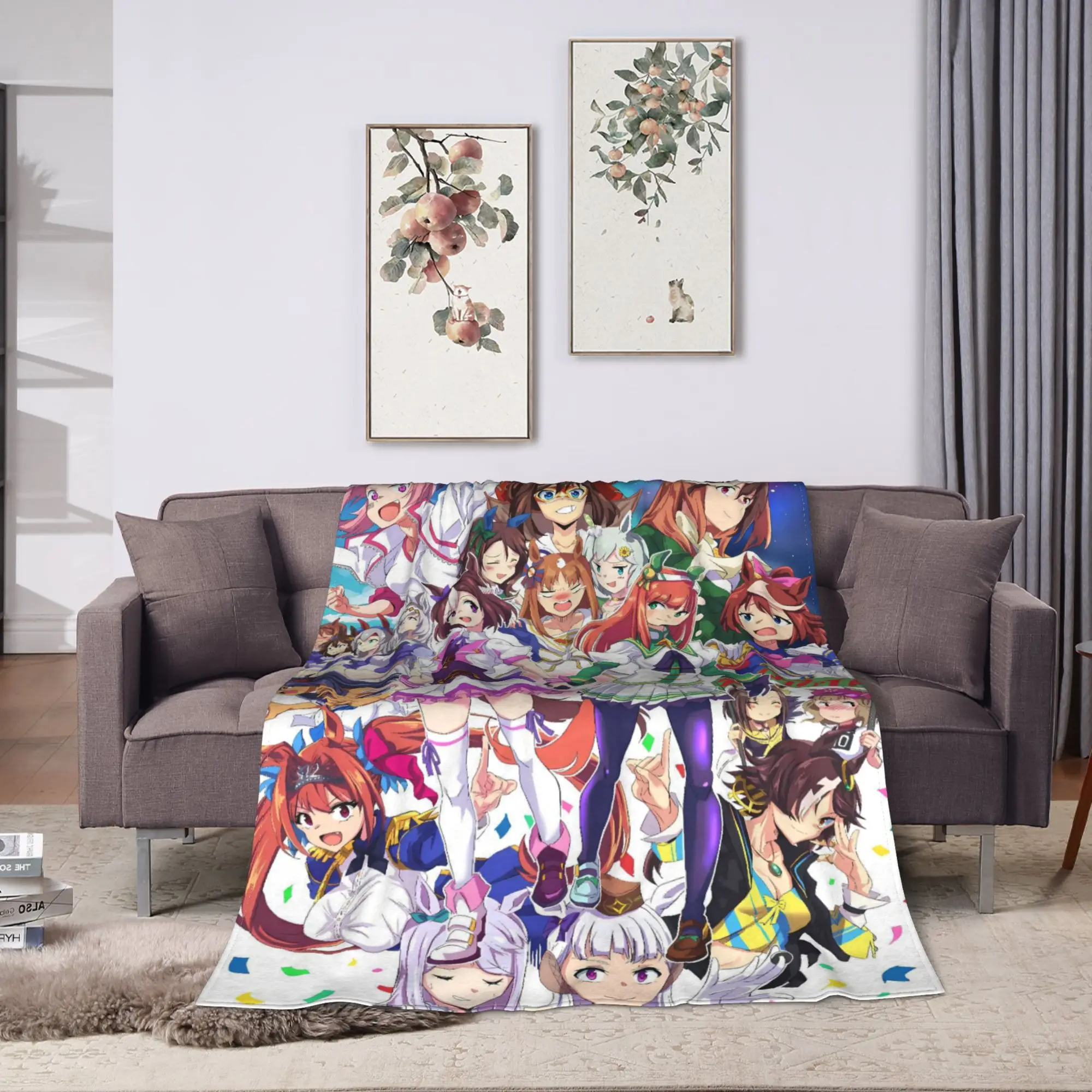 Uma Musume Pretty Derby Anime Blankets Super Warm Funny Plush Throw Blanket For Living Room Flannel Bedspread Bed Cover