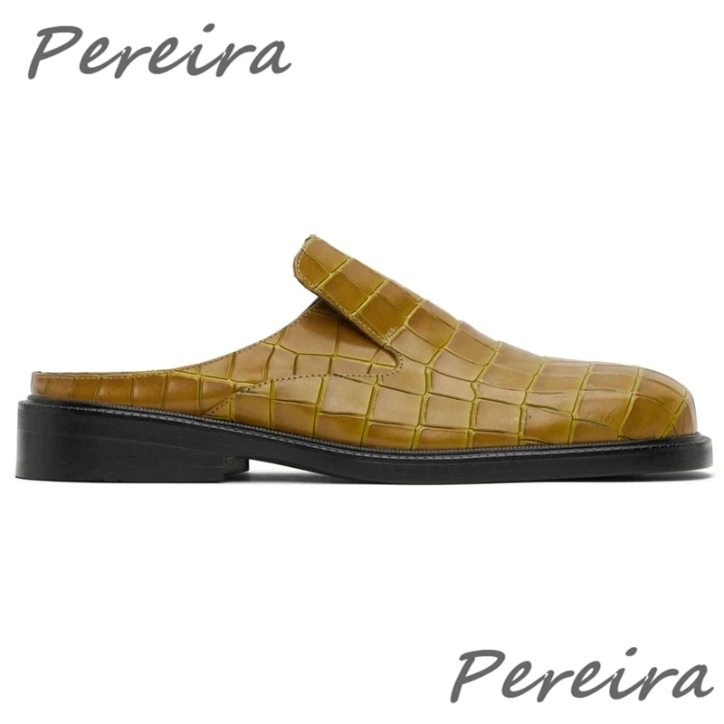 Zapatos de cuero genuino a cuadros para hombre, zapatillas informales con punta cuadrada, zapatos planos de negocios de estilo británico, mocasines cómodos de verano, nuevos