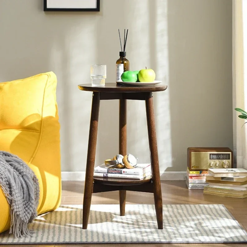 Stable Sofa side small round table living room double small table solid wood small coffee table