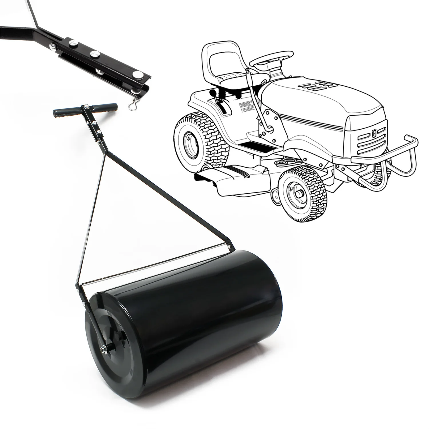 Combination Push/Tow Poly Lawn Roller with Easy-Turn Tethered Plug, 14 by 24" 60L/16 GALLON