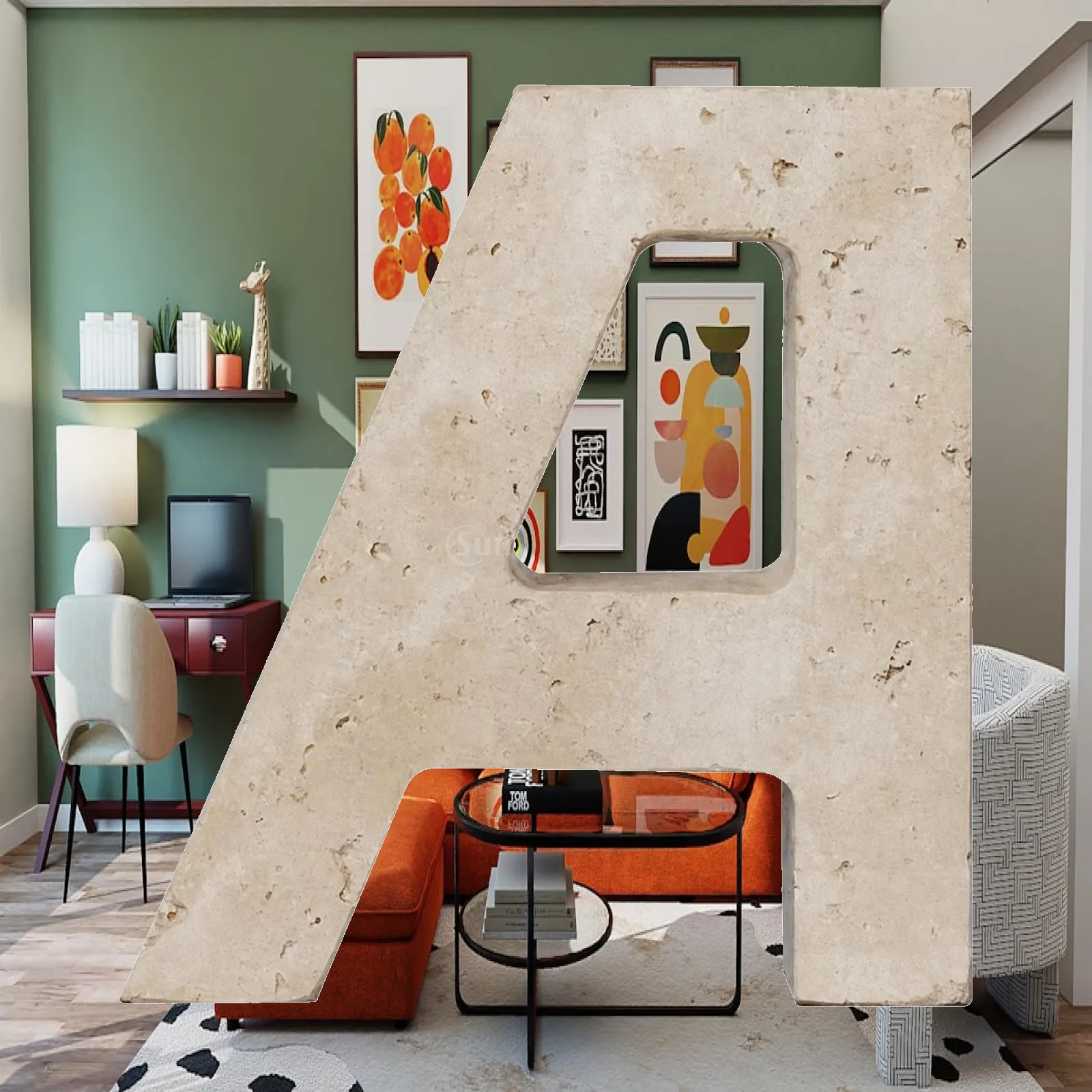 Decorative Bookend Solid Travertine Style Resin Book Stopper for Minimalist Bookcase Shelves Desk Organizer Home Office Decor