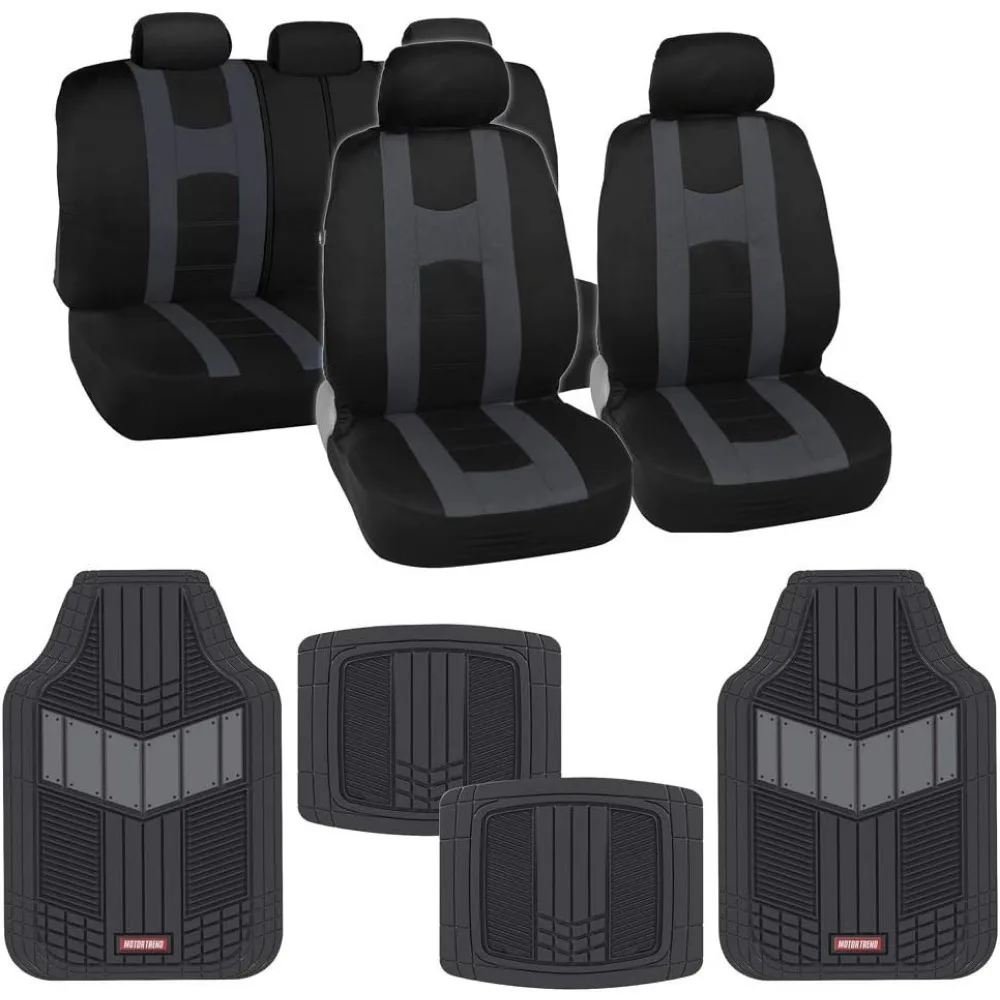 

Угольные чехлы на автомобильные сиденья и комплект прочных всепогодных резиновых напольных ковриков