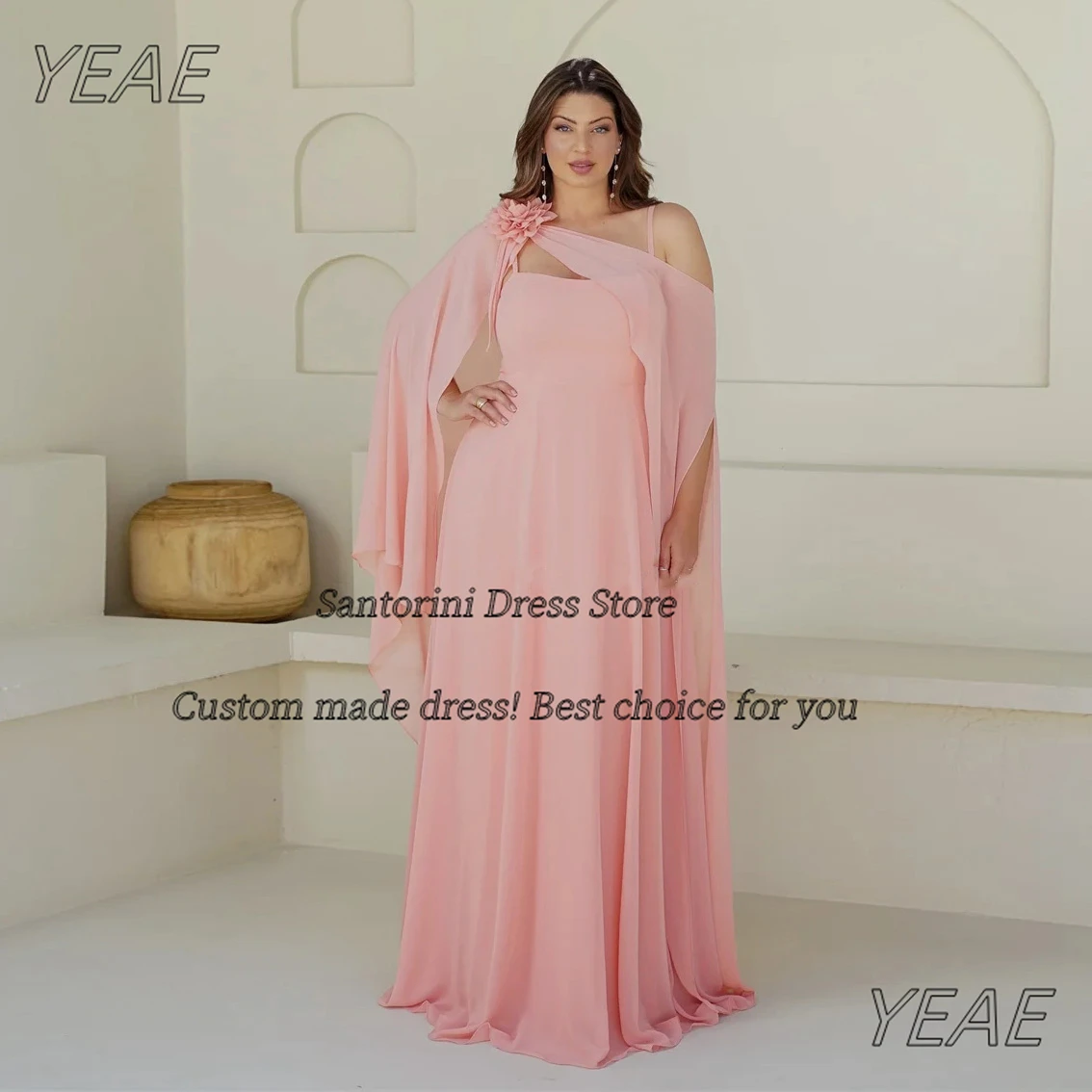 

Santorini Customized Plus Size Prom Dresses Spaghetti Strapless Wedding Party Mother of the Bride Dress with Shawls Evening Gown
