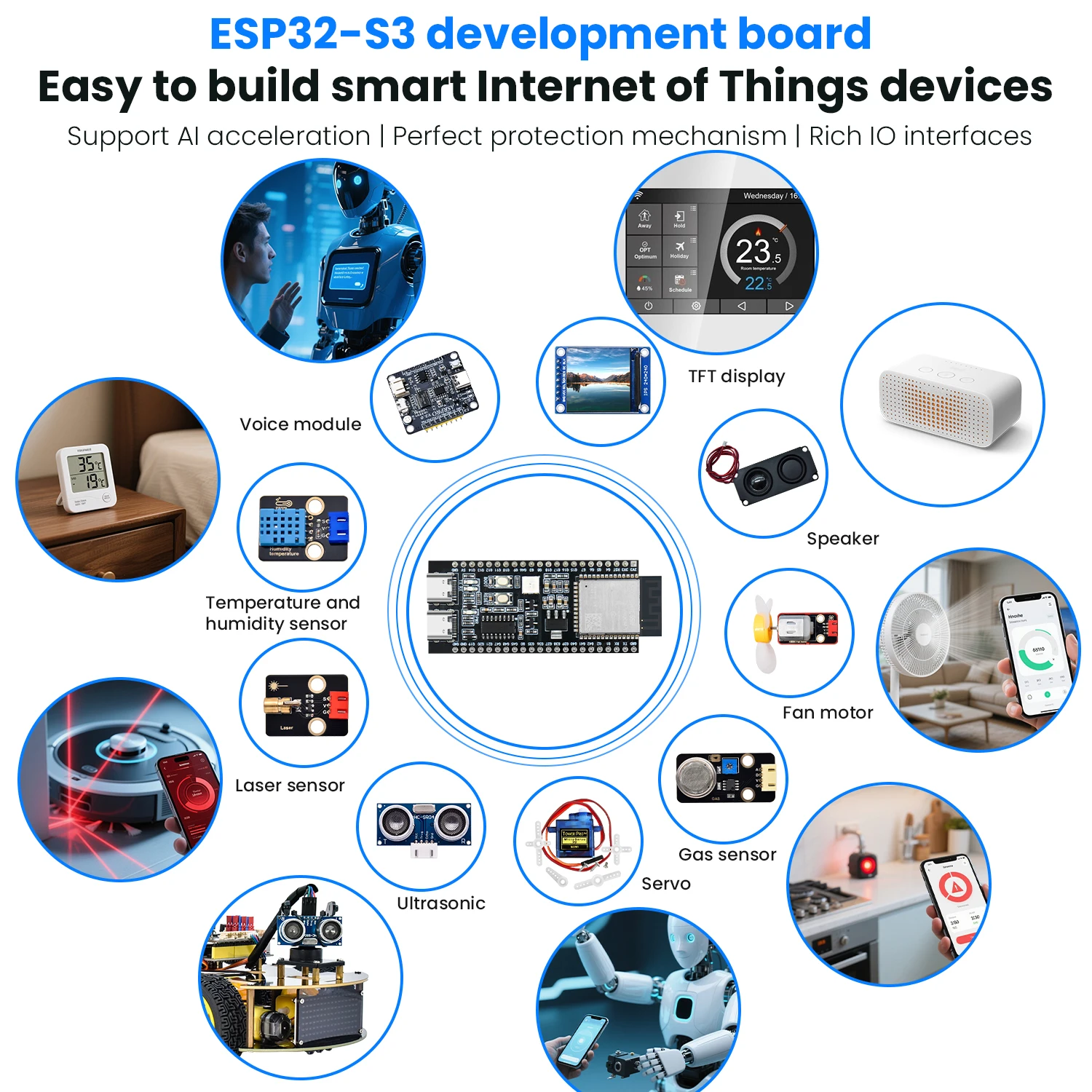 Keyestudio Xiao Zhi AI Chatbot Breadboard DIY Kit For ESP32 S3 N16R8 Control Board DIY Emotional Communication Learning Kit - Image 5