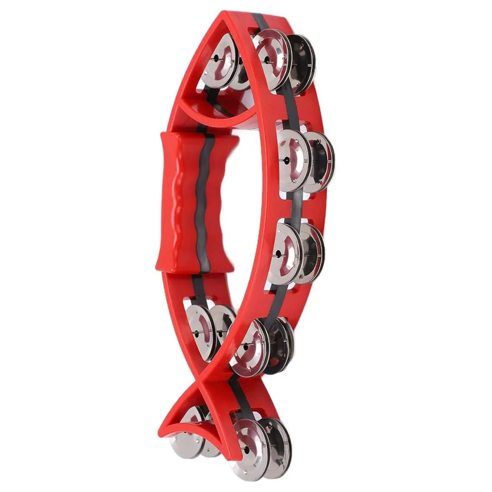 B48B-Handheld Tambourine Drum - Double Row Jingles