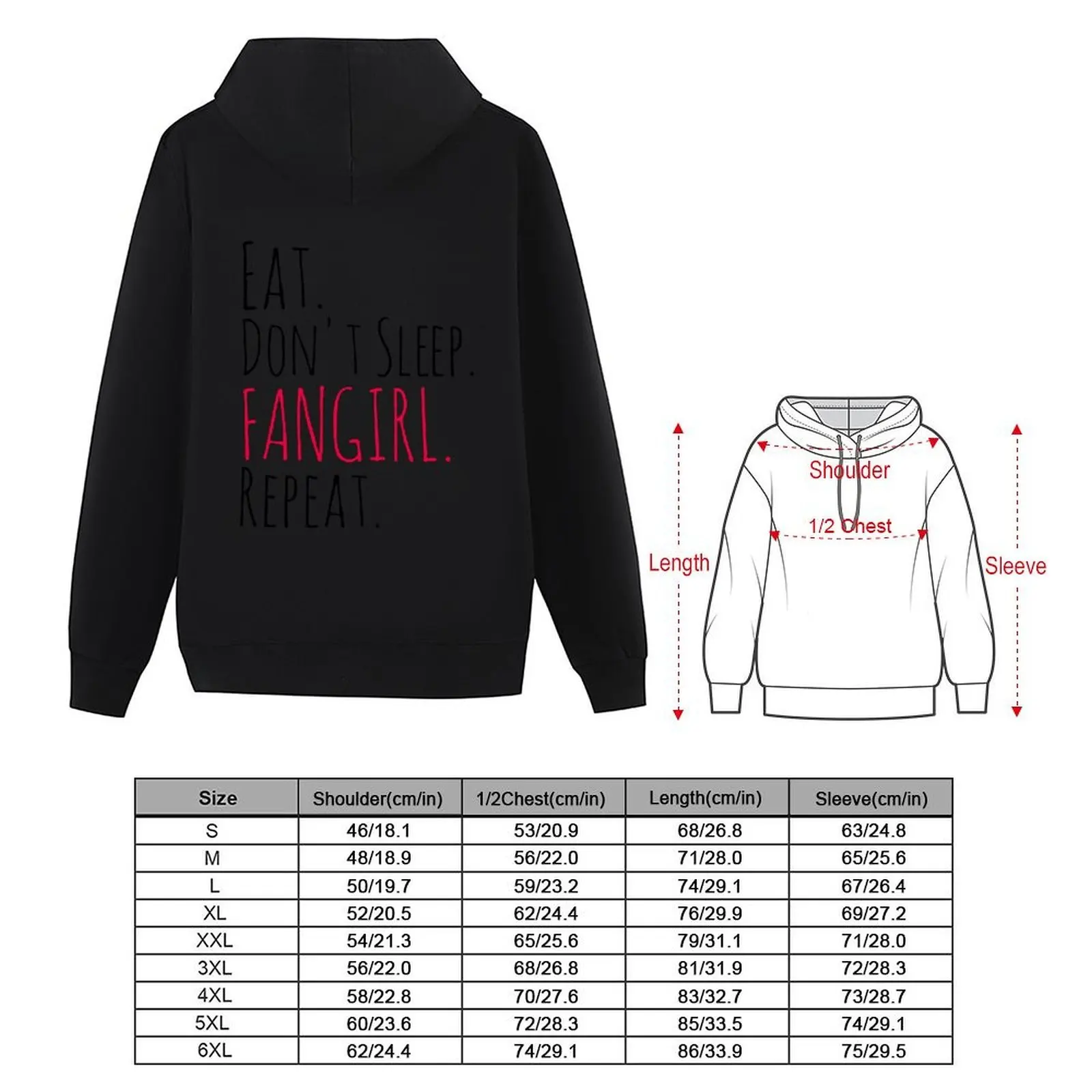 EAT DON'T SLEEP FANGIRL REPEAT Толстовка мужская одежда эстетичная зимняя мужские Фото №4
