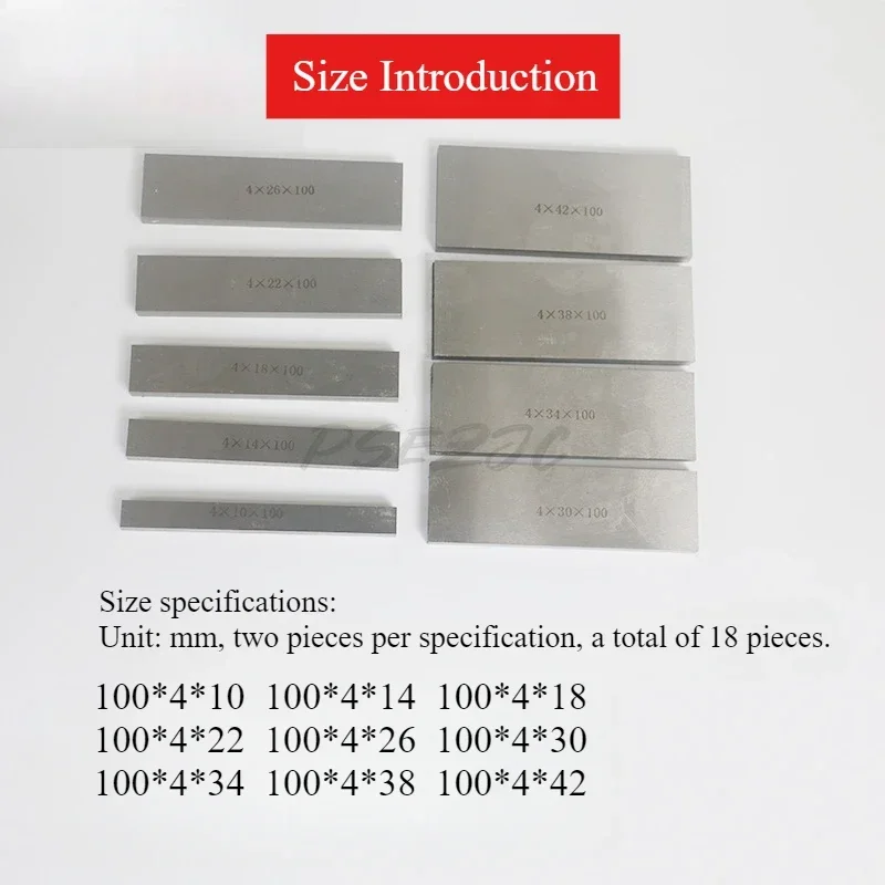 Parallel Pad Iron High-precision Vise Pad Iron 4mm Thick Parallel Plate 9 Pairs 100 * 4 Jc-100-4