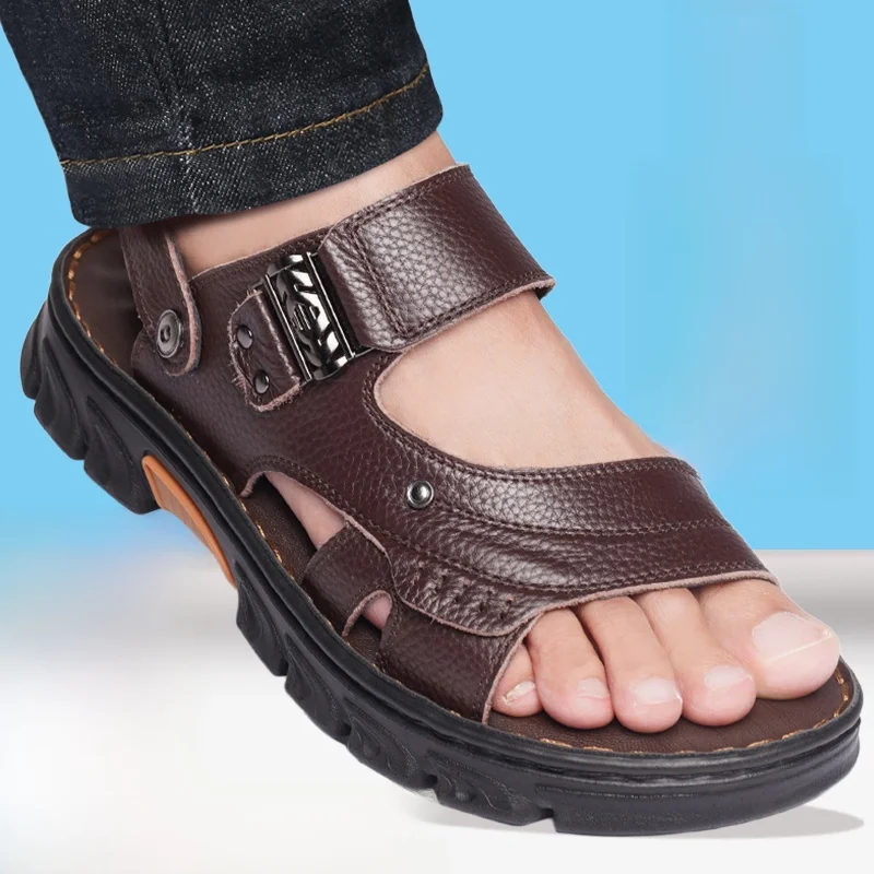sandales-en-cuir-pour-hommes-respirantes-decontractees-pour-la-plage-chaussures-d'ete-polyvalentes-a-double-usage-pour-personnes-d'age-moyen-confortables