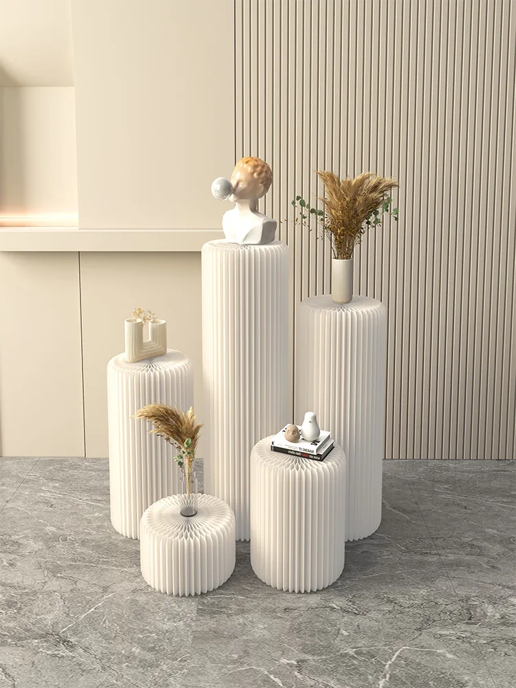 

Creative Cylinder Shelf Art Ornament Foldable Display Table Commercial Display Table Wedding Road Guide Decoration Birthday
