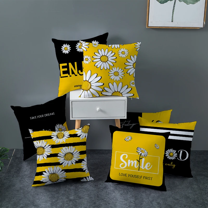 

Daisy Nordic Pillow Case Cushion Cover Luxury Designer Polyester Thorw Pillow Cover Home Decor Cojines Decorativos Para Sofa