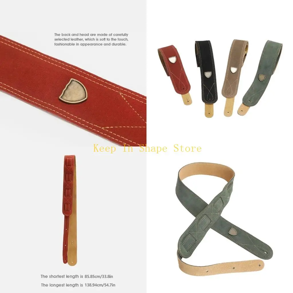 

U1JC Breathable Guitar Strap PU Leather Strong Stitching Ergonomic Design Bass Shoulder Support Suitable for Secure Hold