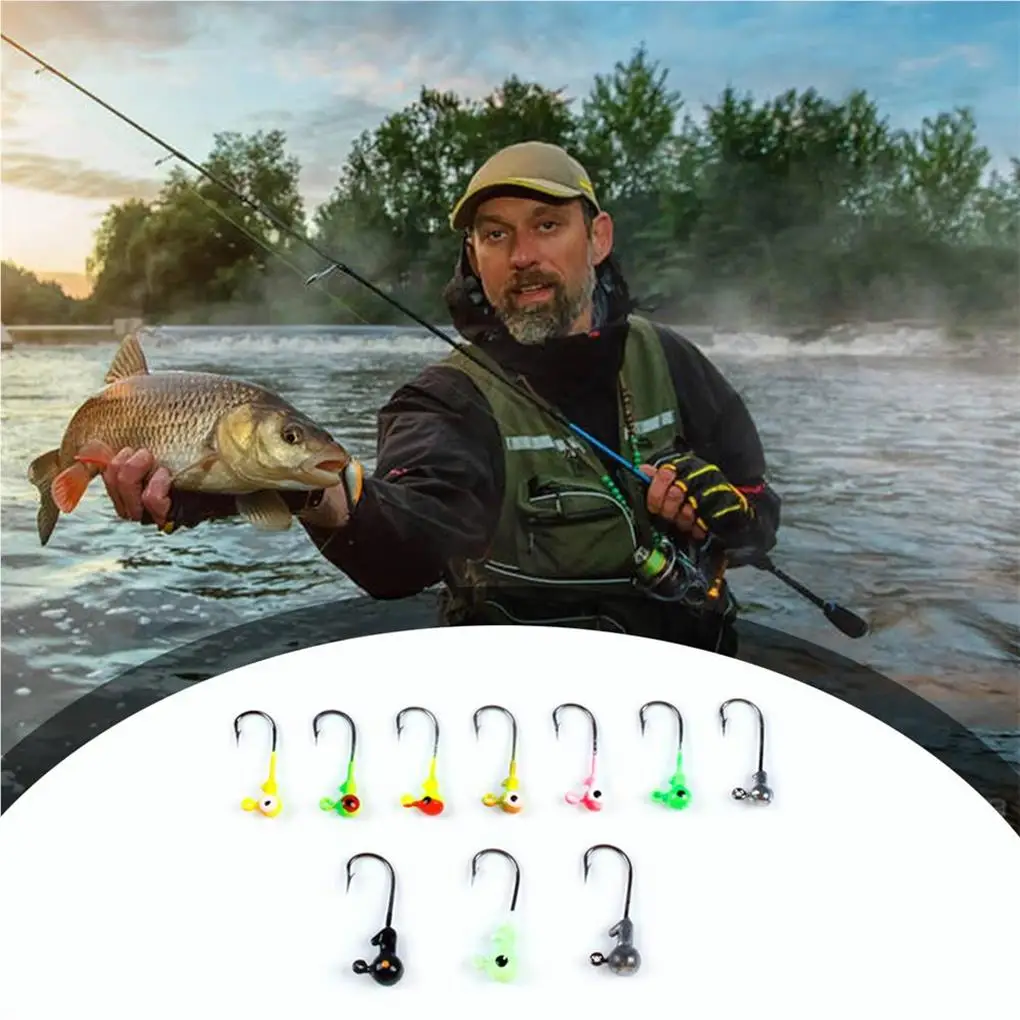 

100 Pcs Road Hooks Lead Head Hooks Soft Bait Set Glow-in-the-dark Barbed Hook Set Fishing Gear Accessories