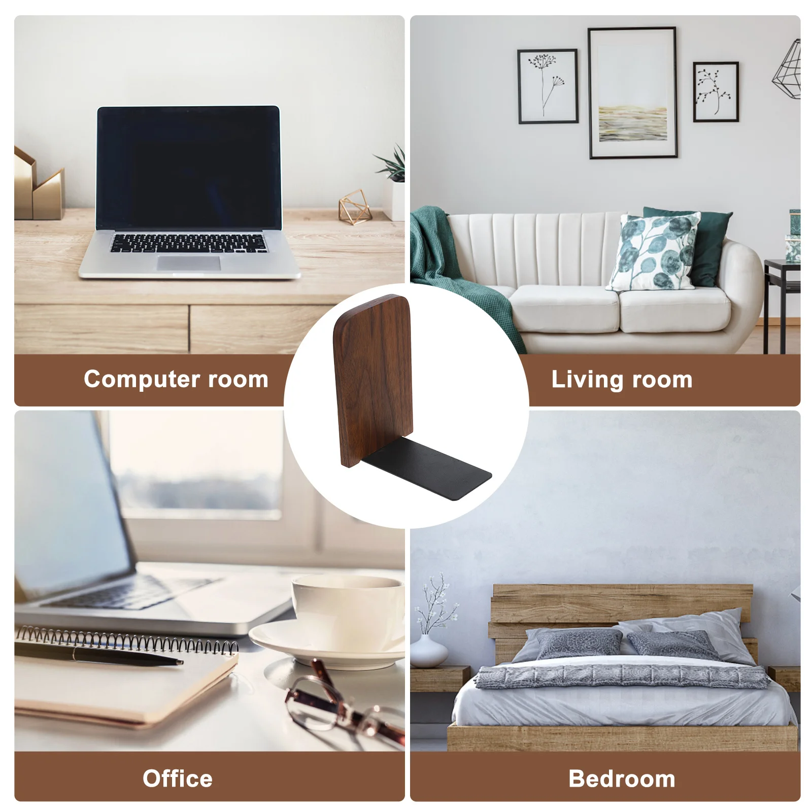 

Home Reading Book End Wood Iron Desktop Office File Book Organizer Decorative Stand Bookends Office Accessories,