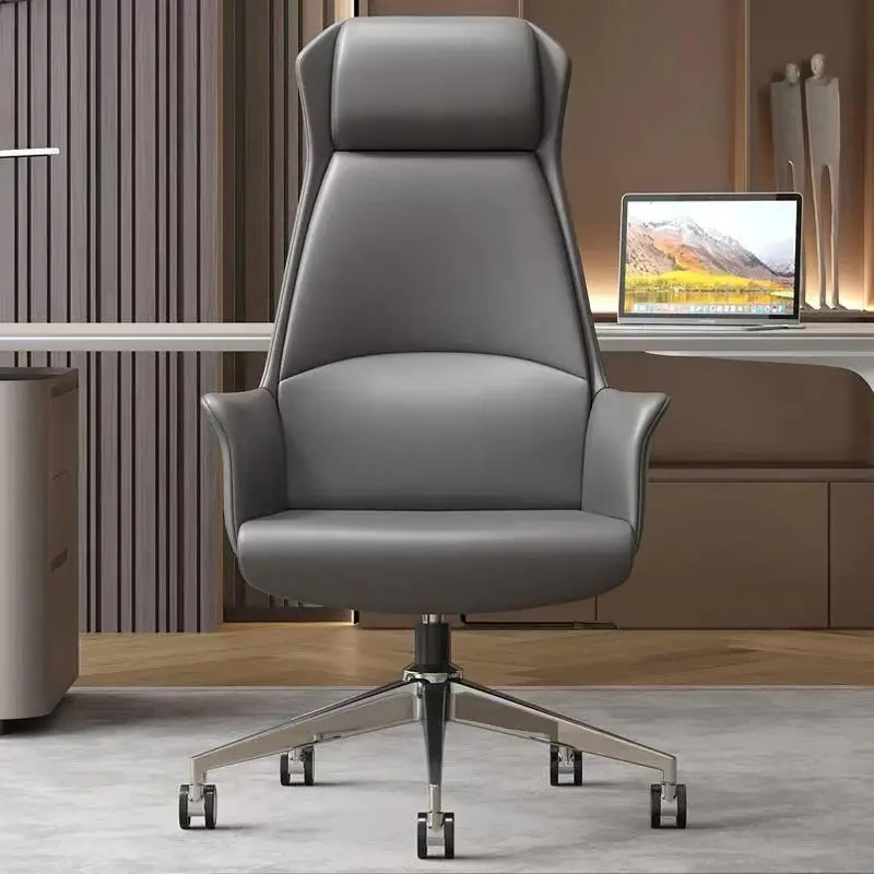 Cadeira de Escritório Ajustável Marrom com Apoio de Braço, Rodas Aprimoradas, Cadeira de Escritório de Design Ergonômica e Confortável, Mobiliário par
