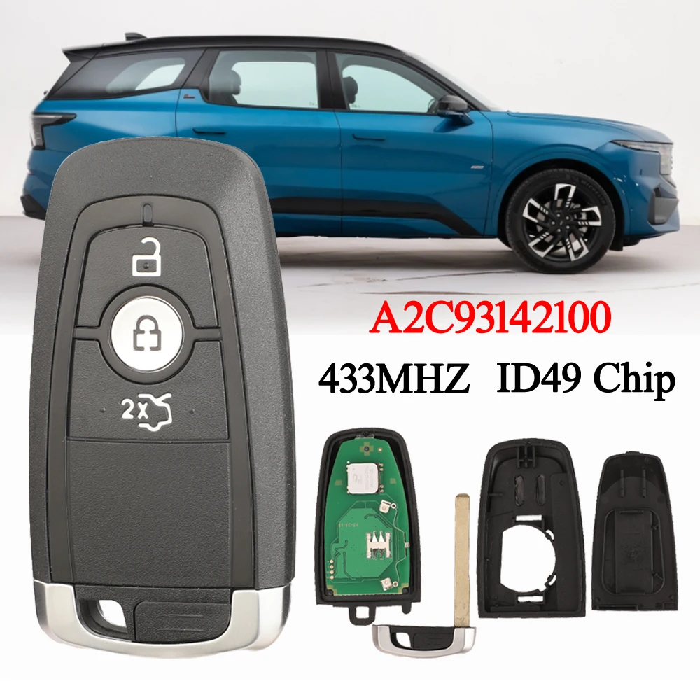 

jingyuqin 3BTN Smart Car Key 434MHz ID49 Chip A2C93142100 For Ford Edge Galaxy S-Max 2017-2021 FIGO KA 2018-2021 HS7T-15K601-DC