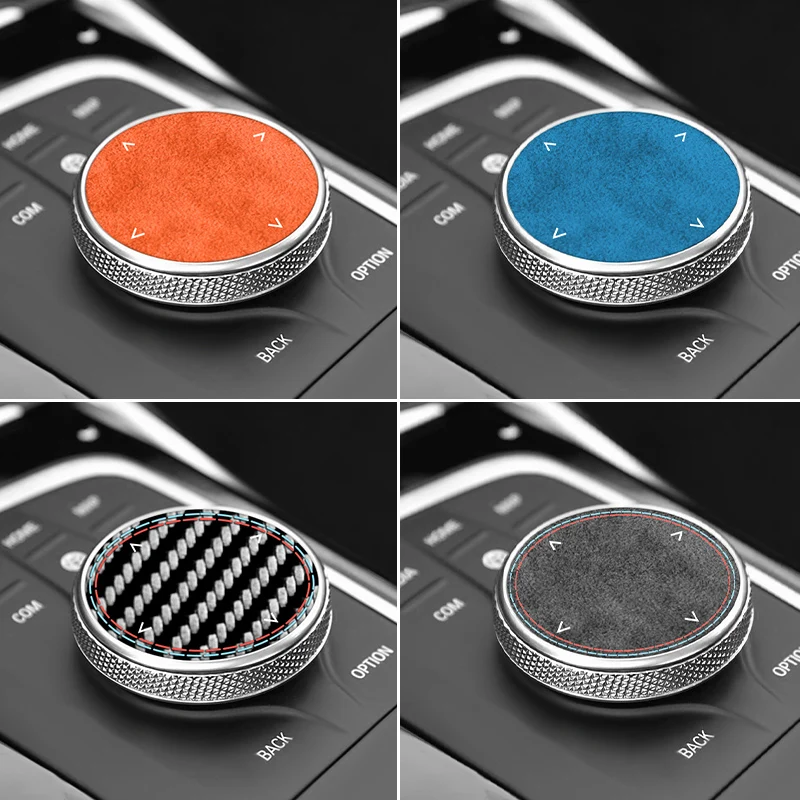 

Carbon Fiber For BMW 1er 2er 3er 4er Z4 X3 X4 IX3 X5 X6 Car Console Multimedia Knob Trim Sticker Interior Tuning Accessories