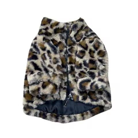 Autumn Winter New Pet Plush Warm Coat Small Medium-sized Dog Leopard Print Furry Clothing Schnauzer Pomeranian Chihuahua Clothes