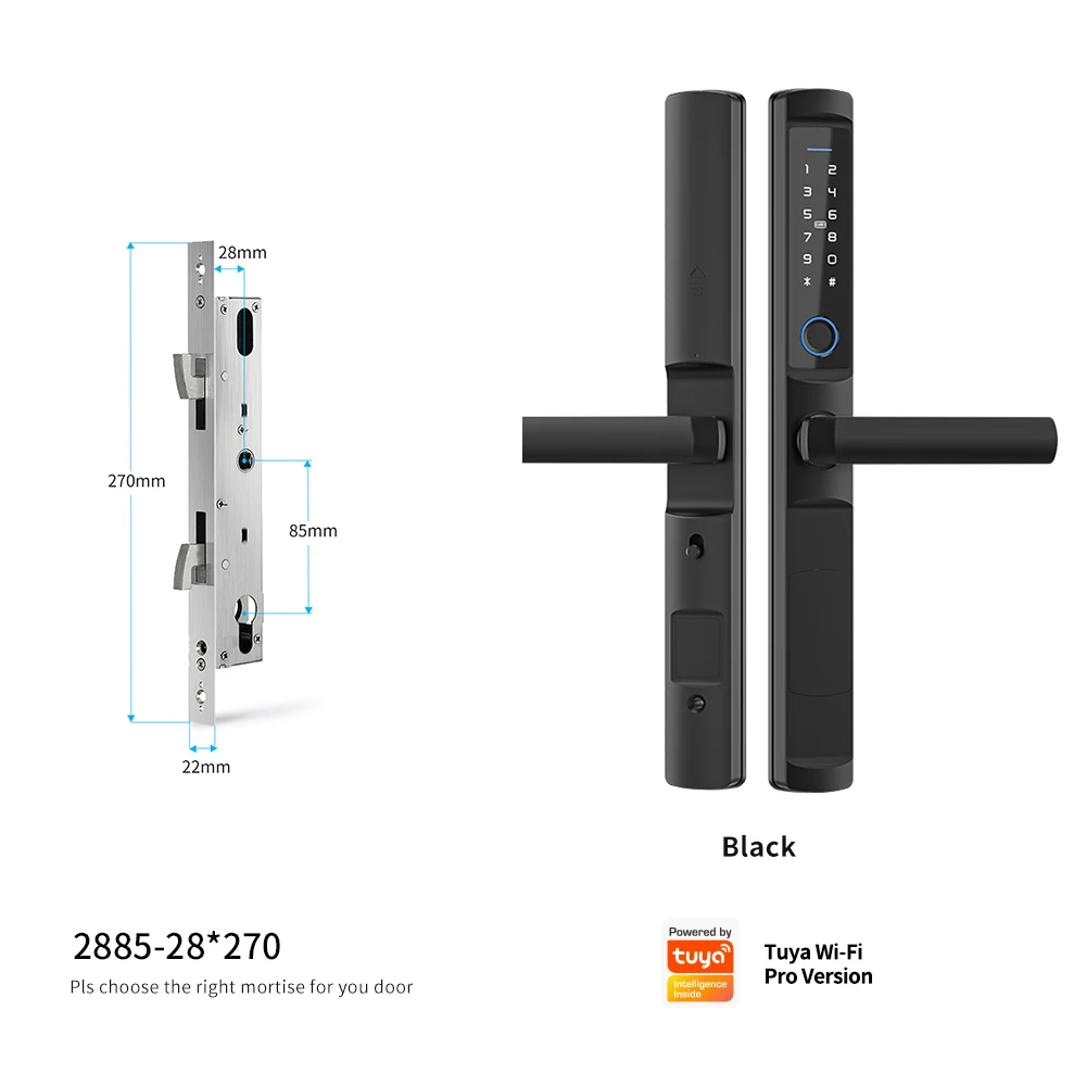 Home Sliding SmartLife APP Tuya Wifi Keyless Smart Door Lock Outdoor Waterproof Intelligent Fingerprint Code Digital Cerraduras