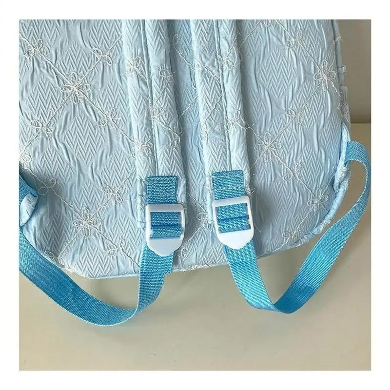 Nylon-Rucksack mit süßem Schleifenmuster, großes Fassungsvermögen, leicht, mehrere Taschen, Schultasche, lässiger Alltagsrucksack für Studenten und Pendler – Detail 21