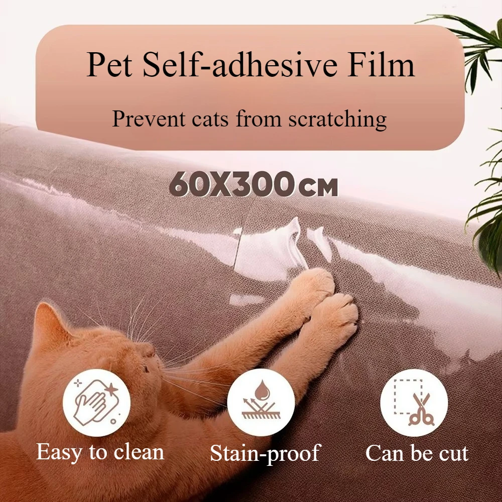 

3/5M Anti-cat Scratch Stickers PVC Transparent Anti-cat Scratching Film Self-adhesive Scratch Guard Mat Sofa Protection Film