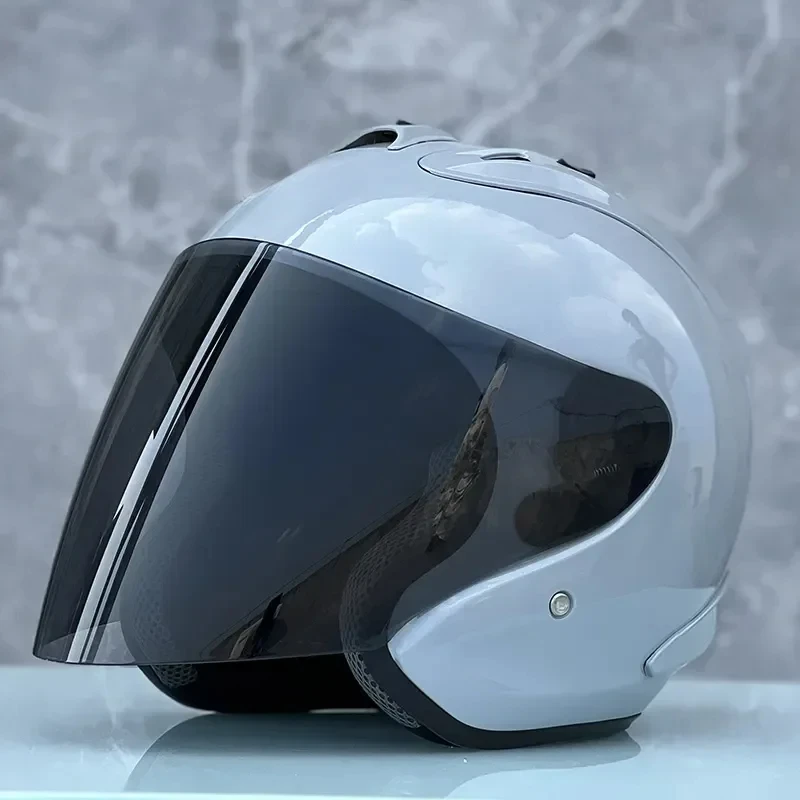 Ram4 Medio Casco gris brillante para hombres y mujeres, Casco de motocicleta todoterreno de verano, Casco cruzado de montaña para carreras de