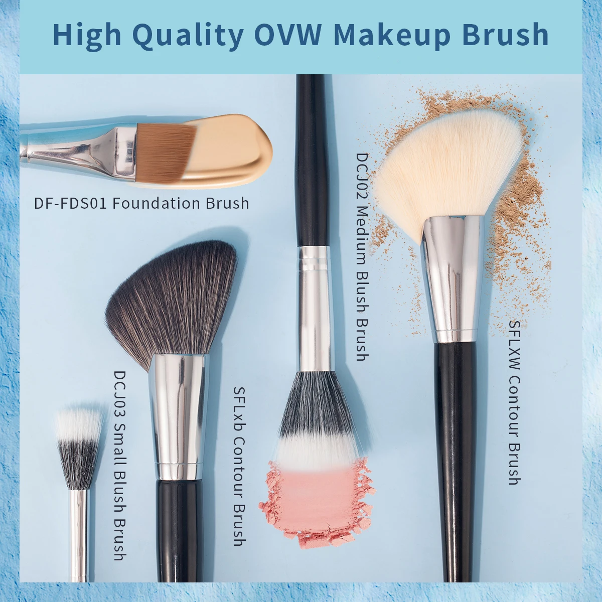 Ovw novos pincéis de maquiagem alça preta macio macio sombra fundação corretivo mistura blush escova cosméticos ferramenta beleza