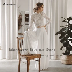 Lakshmigown Two Piece Boho Bridal Wedding Jumpsuit 2023 Vestido Vintage Lace Long Slee Beach Wedding Dresses