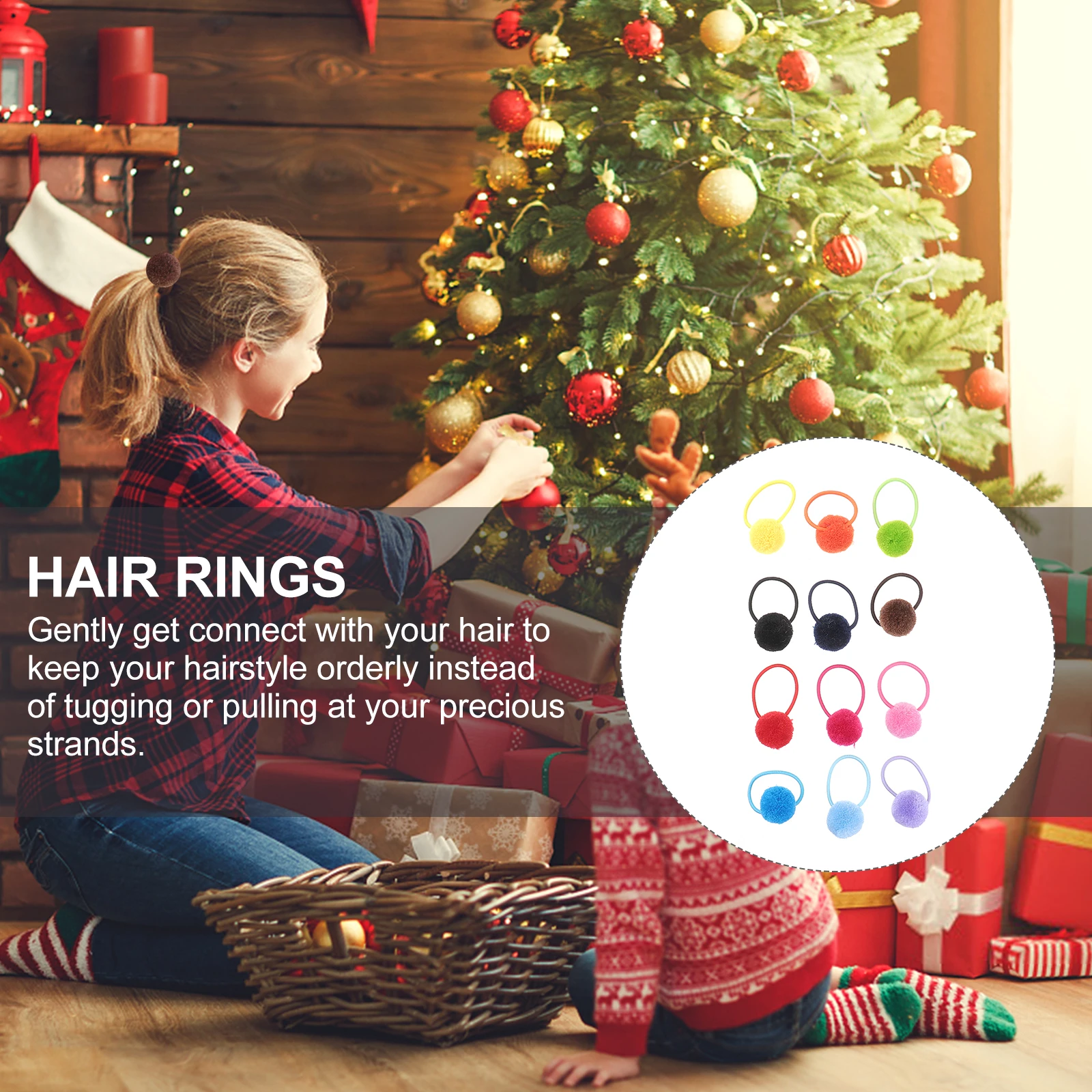 

12pcs Ball Hair Ties Ponytail Holders For Kids Girls Easy Wear Outdoor Play Party Gift Hair Accessories Mixed Color