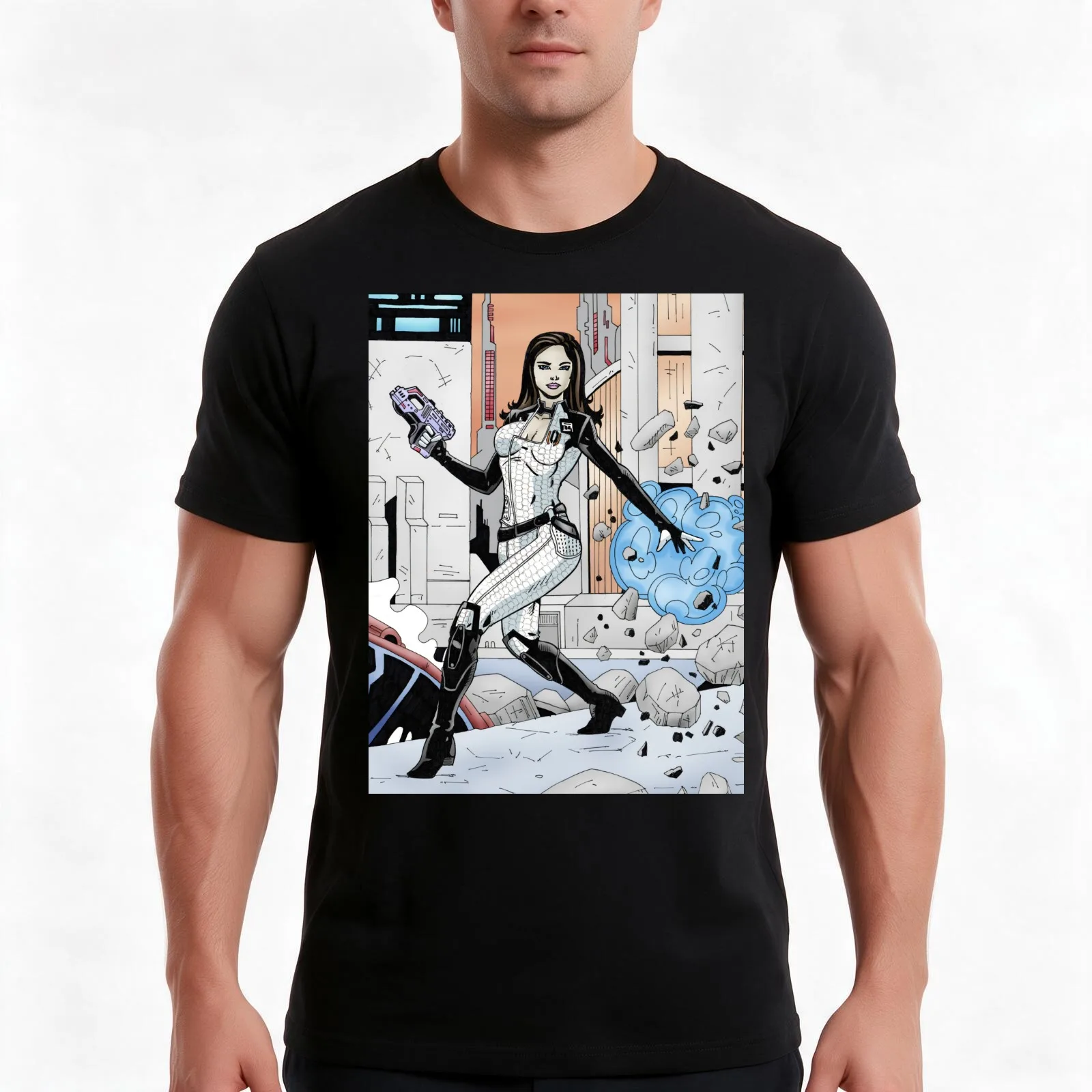 Mass Effect Miranda T-Shirt Summer Casual Cotton Tee Oversized Streetwear Tops Vintage Graphic Print Loose Fit Short Sleeve