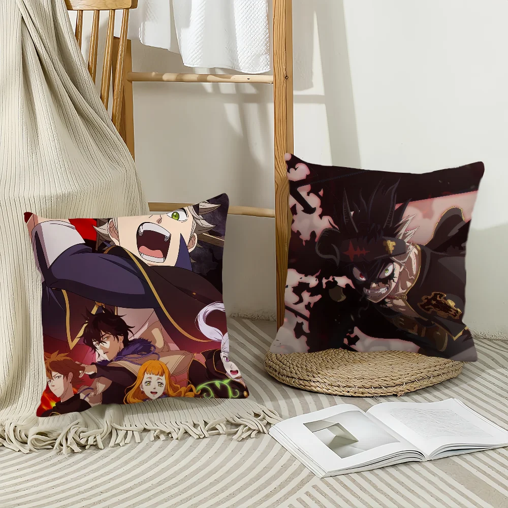 Black clover S2 Pillow Case Home Decoration Cushion Cover Suitable For Office Sofa Bedroom Car