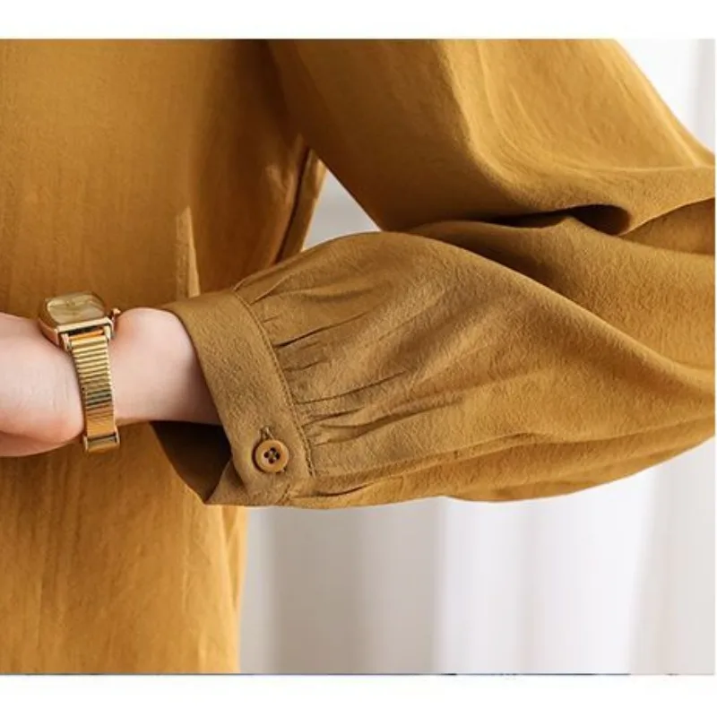 Chinese Style Spring and Autumn Women's 2024 Patchwork Polo Collar Button Fashion Solid Loose Minimalist Long Sleeved Shirts