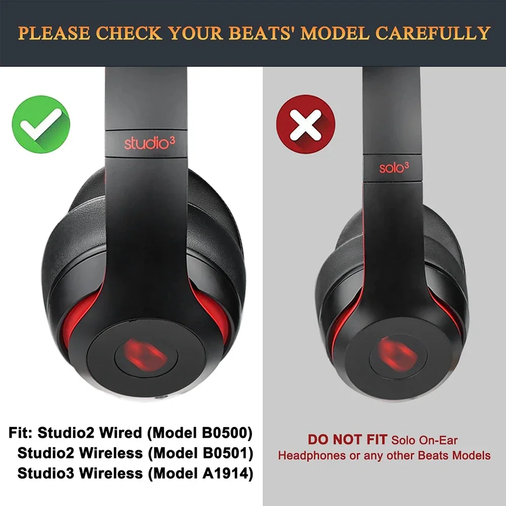 Almofadas de substituição para beats studio 2.0 e 3.0 com fio/sem fio b0500/b0501 conforto extremo almofadas de ouvido substituição capa de ouvido