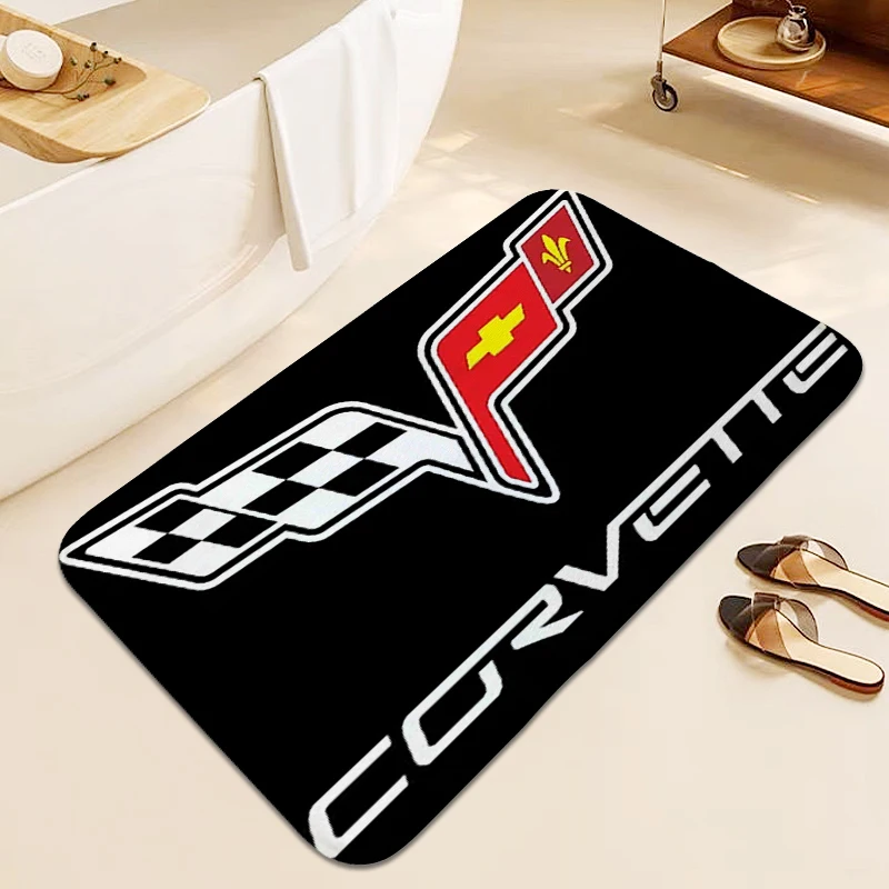 Foot Mat C-Corvettes Hallway Outdoor Entrance Doormat Anti Slip Hallway Living Room Floor Carpet for Bedroom Kitchen Accessories