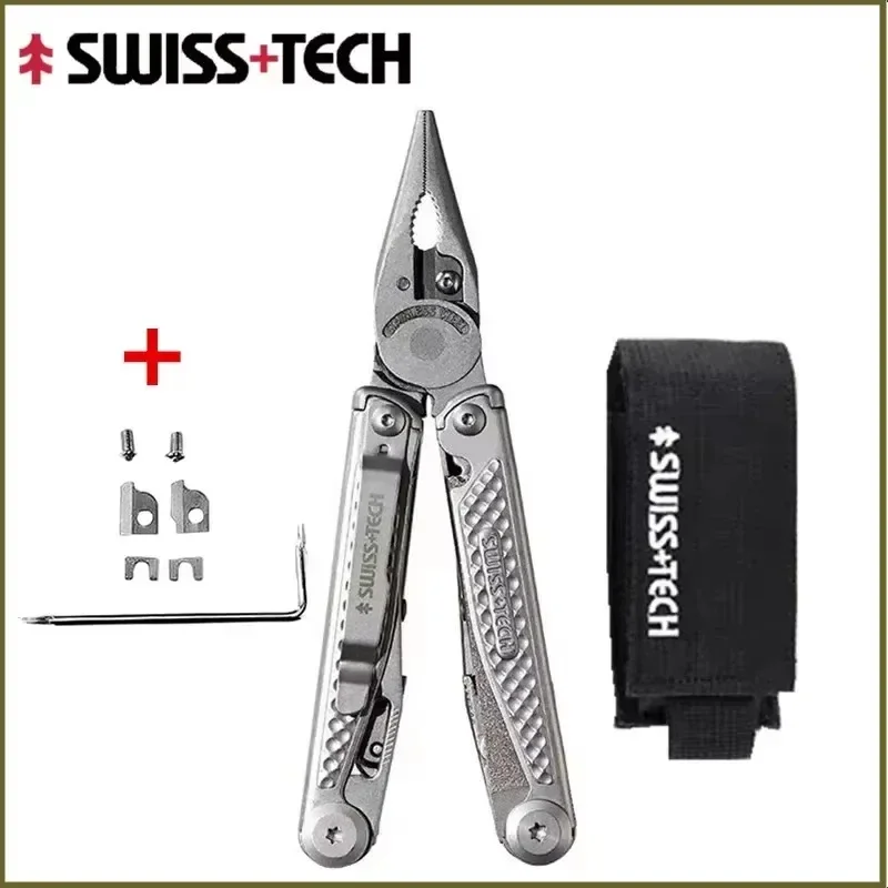 SWISS TECH 18 In 1 Multitool Folding Pliers Multi-functional Combination Tool Knife Scissors EDC Outdoor Equipment