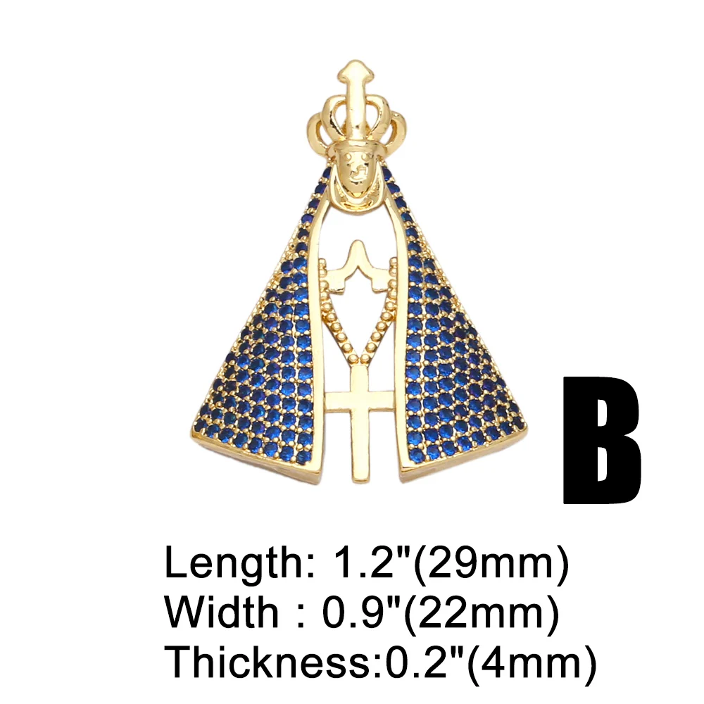 OCESRIO Virgin Mary Necklace Pendant for Jewelry Making Gold Plated Copper Christianity Findings for DIY pdta668