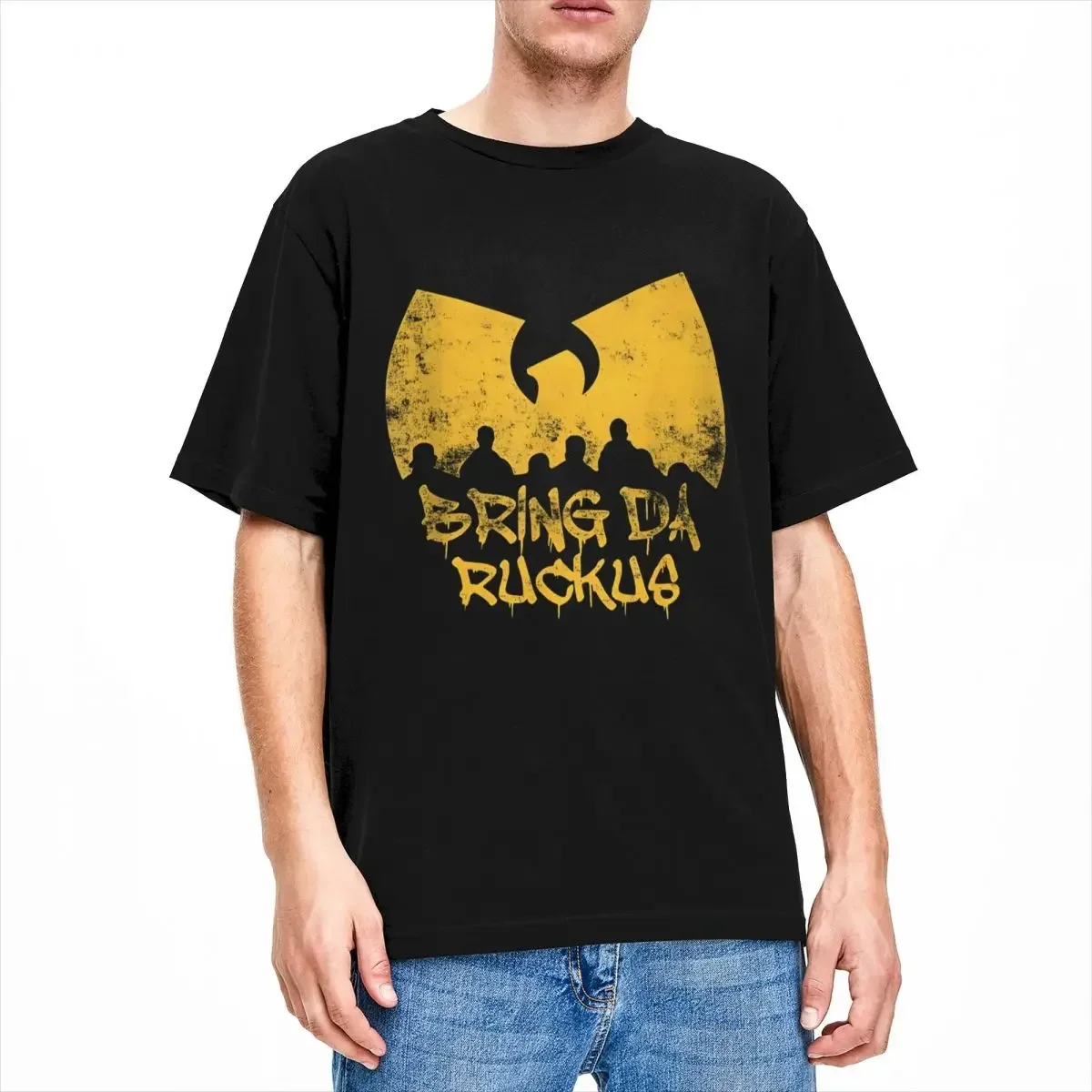 Old School Hip Hop Bring Da Ruckus Men's T Shirts Tangs Wu Vintage Tee Shirt Short Sleeve O Neck T-Shirt Cotton 6XL Clothes